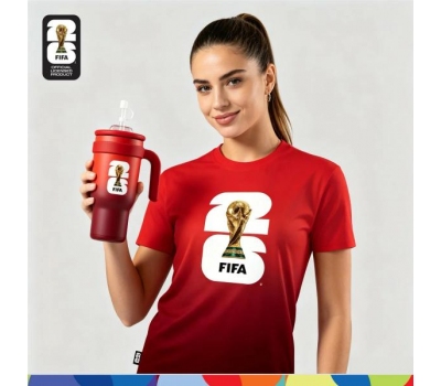 FIFA World Cup 2026™ Unisex Dry-Fit Jersey Red Gradient + FIFA World Cup 2026™ Double Wall Vacuum Tumbler 900ml (Red) (MY ONLY)